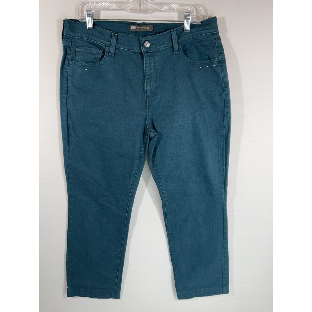 Levis 505 Jeans Womens 32x32 Green Denim Straight‎ Leg Black Tab Rare Color